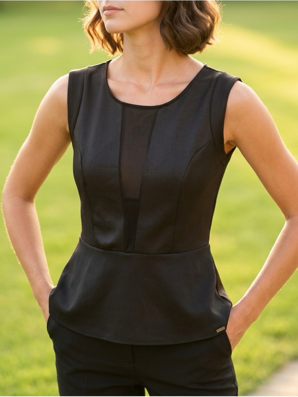 MBLM Black Peplum Top Sleeveless US XL/0